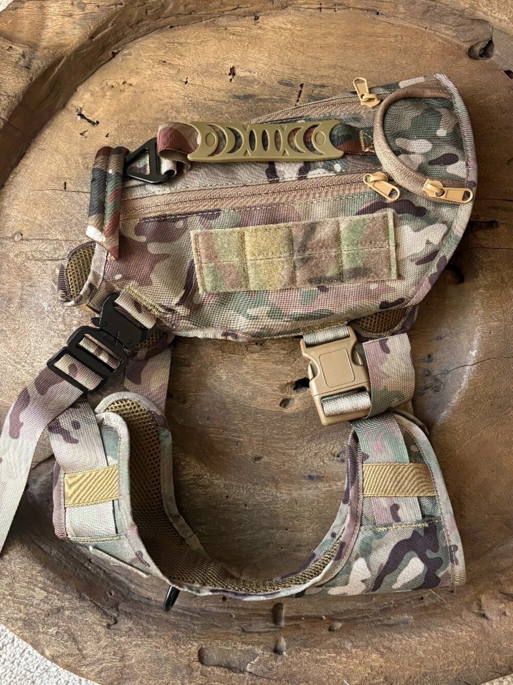 XL camo nylon durable tactical dog harness training metal buckles handle